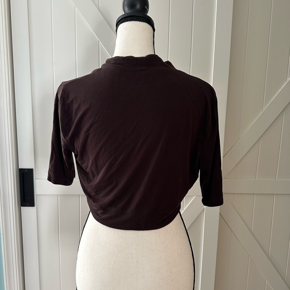 Soma Brown Cropped Bolero Shrug Open Front Stretch Cardigan XS Soft Top - Picture 2 of 3
